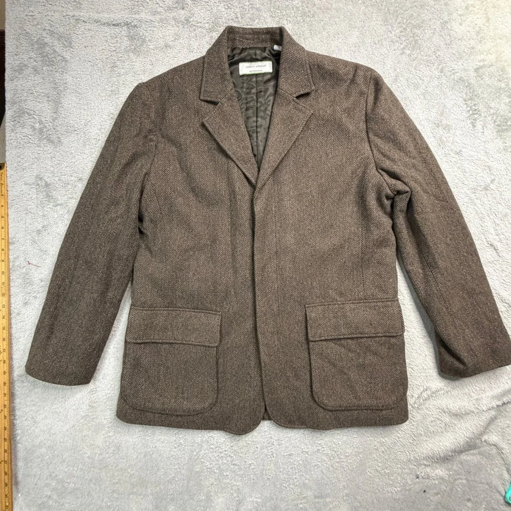 Joseph Abboud Outerwear Mens Large Brown Herringbone 100% Wool Blazer Jacket EUC